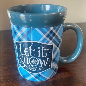 Blue “let it snow” mug